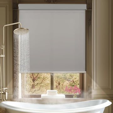 No Drill Cordless Blackout Roller Shades with Valance, Waterproof UV Protection Privacy Drilless Easy Install Blinds
