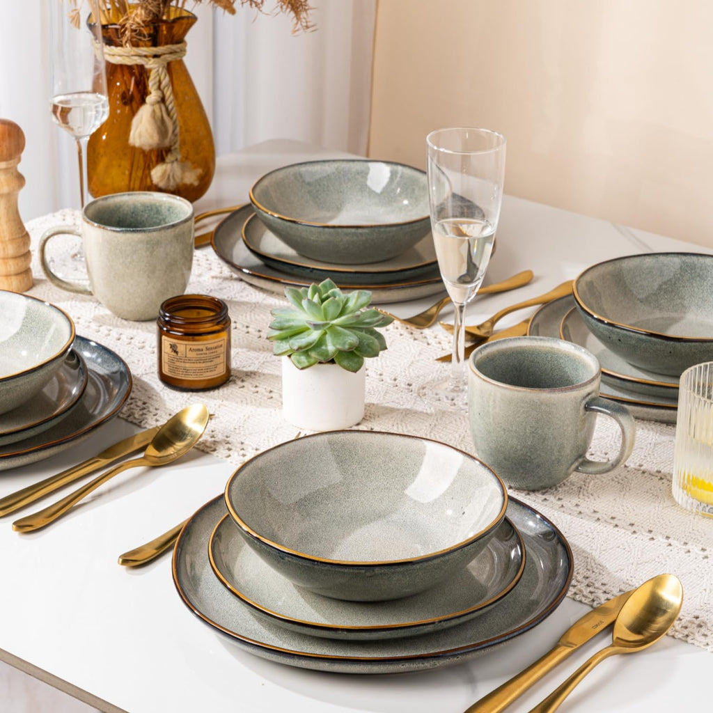 Ceramic Dinnerware Sets for 8, 24Pcs Plates and Bowls Sets Dishes