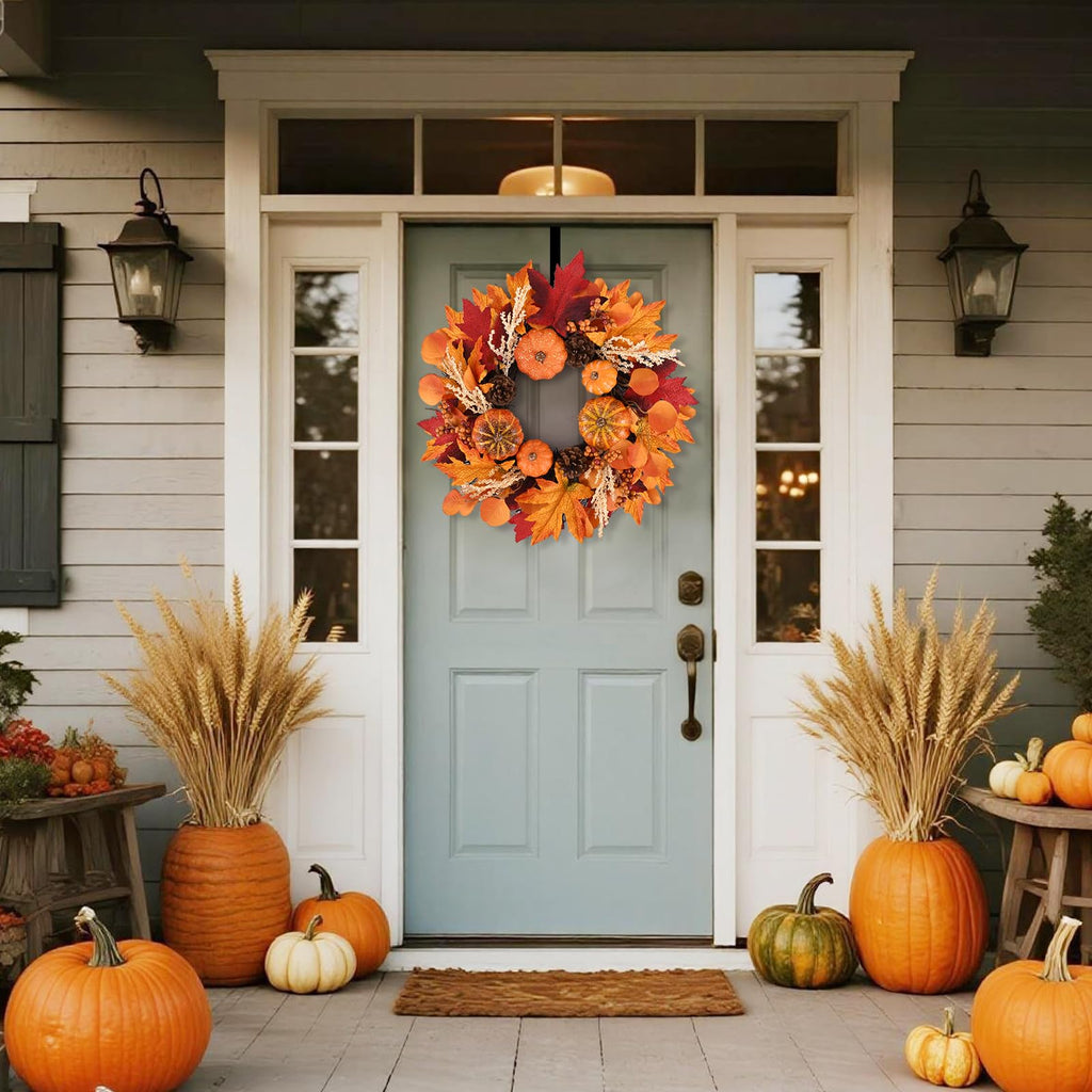 20 Inch Fall Wreaths Decorations Maples Autumn Wreath with Hanger