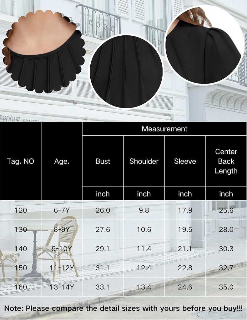 Girls Long Sleeve Dress Fall Pleated Front A-Line Casual Dresses