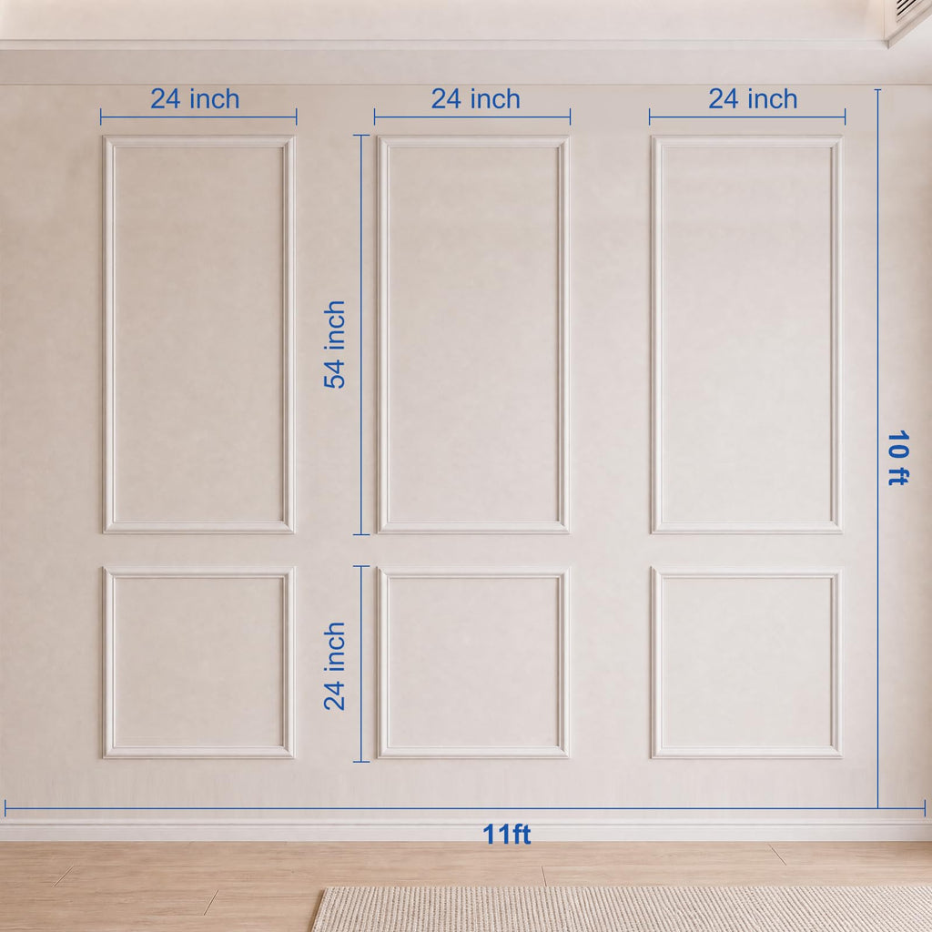 Peel and Stick Wall Molding Kit, 6-Frame Pre-Cut Wainscoting Panels, Ready-to-Assemble Self Adhesive Wall Moulding