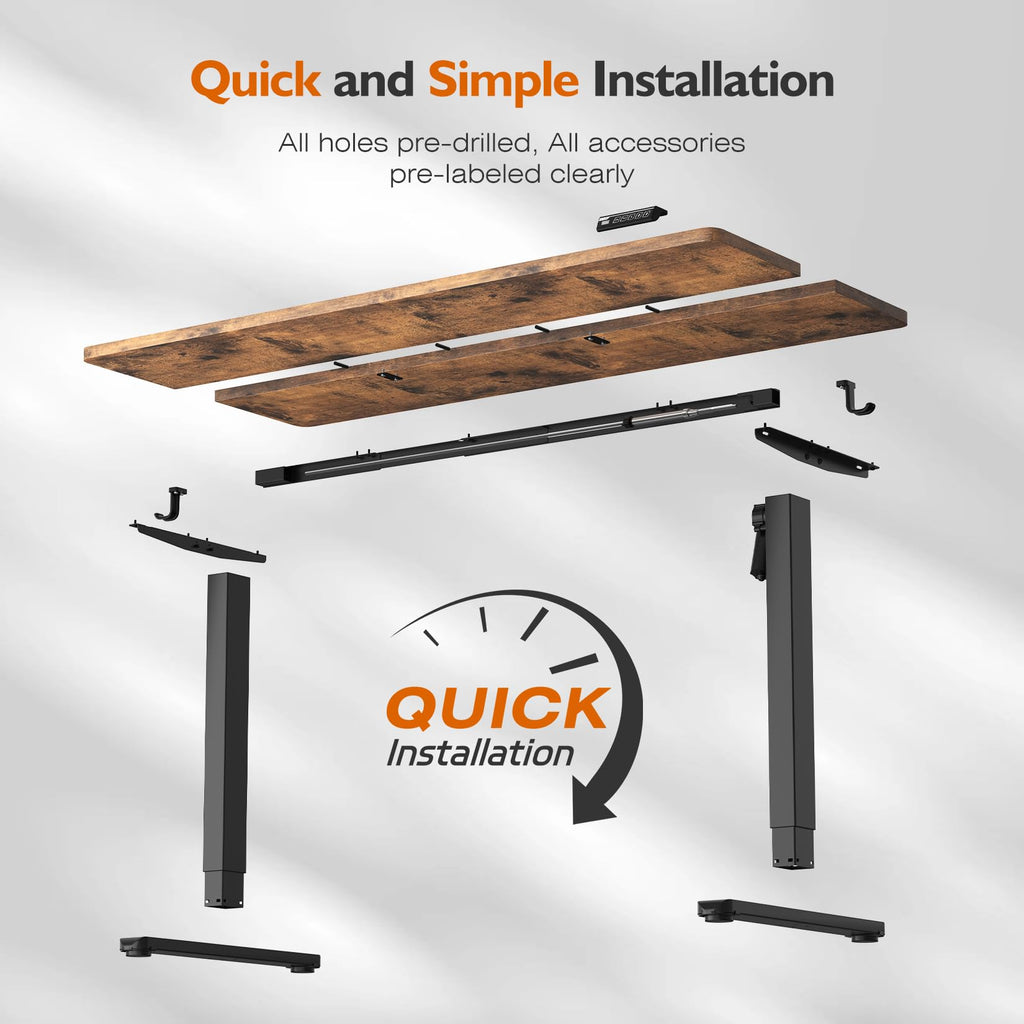 48"x24" Electric Height Adjustable Standing Desk, Rustic Brown