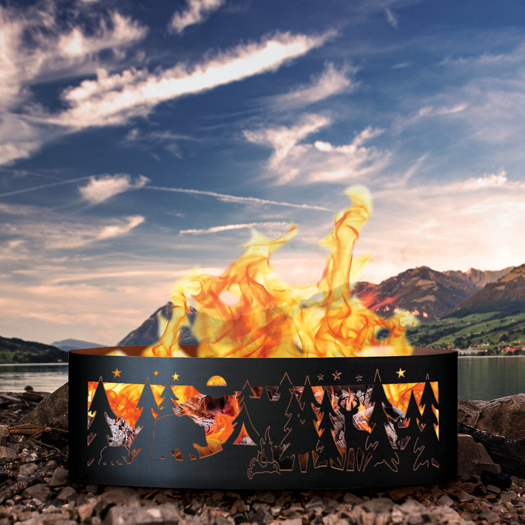 Northwoods Unpainted 12 in. Tall 60 in. Diameter Outdoor Fire Ring with Fire Poker - 60 x 60 x 12 in.