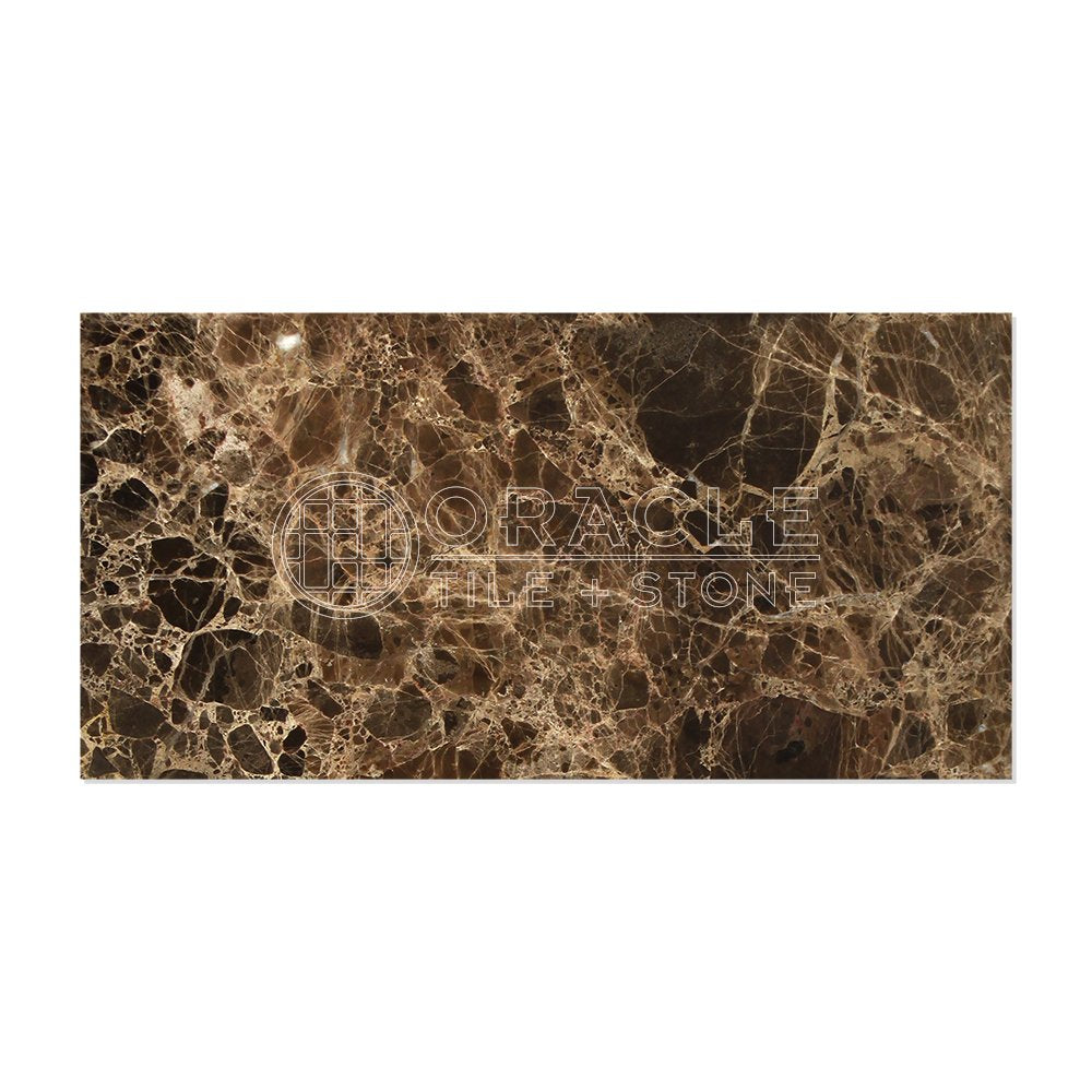 Emperador Dark Spanish Marble 6 X 12 Subway Field Tile, Brown, Polished, 1 Count, 2 Pieces