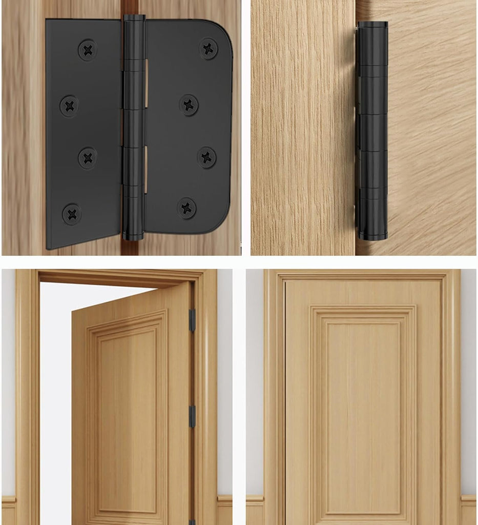 Door Hinge, 3-Pack Matte Black Door Hinges 4-inch Stainless Steel Hinges Ball Bearing Silent Hinge Interior Door