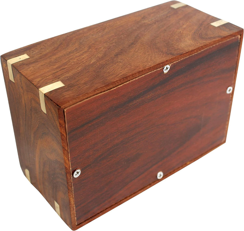 Rosewood Pet Urn Box - Peaceful Pet Memorial Keepsake Urn for Dogs, Cats (X-Small: 5" x 3" x 2" - 15lbs or 5kg)