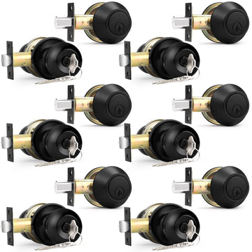 Keyed Alike Entry Knobs and Single Cylinder Deadbolt Lockset, Front Door Lock Set Exterior Door Knob with Deadbolt