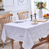 Heavy Duty Fabric Tablecloth with White Lace-Waterproof/Wrinkle Free/Stain Resistant/Oil Proof-for D