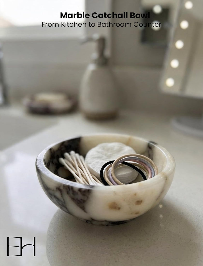 5" Calacatta Viola Marble Catchall Bowl for Luxury Home Decor