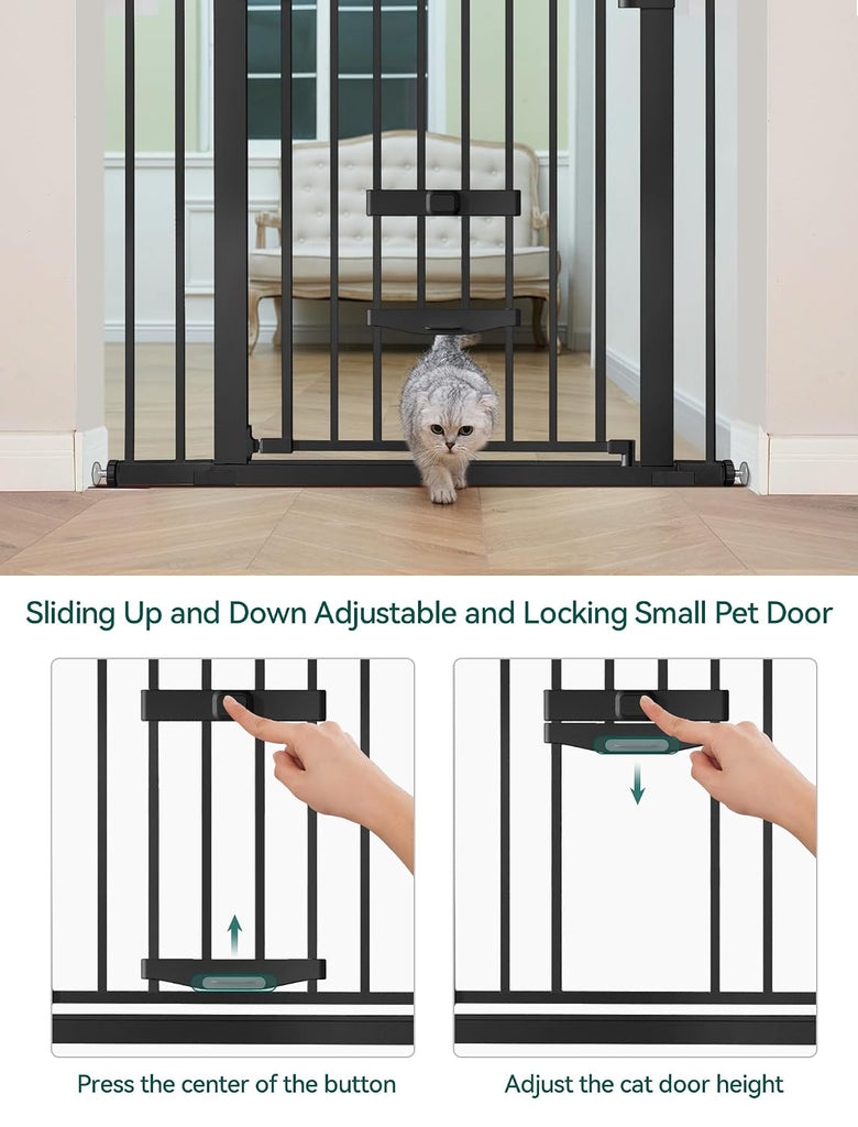 Dog Gate with Cat Door, CatPrivilege II, 29-40", Black