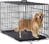 Dog Crate | 48" | Black | Foldable Metal Kennel with Double Doors, Secure Slide-Bolt Latches