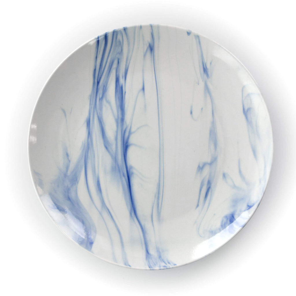 Fine Marble 16 Piece Stoneware Dinnerware Set in Blue and White
