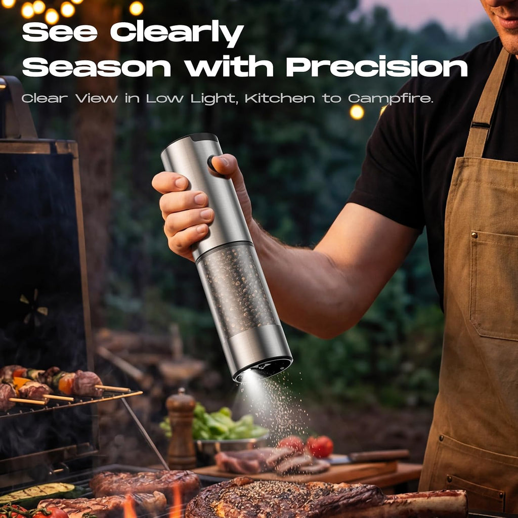 Electric Salt and Pepper Grinder Set, Battery Automatic Salt and Pepper Shaker with Adjustable Coarseness, Large