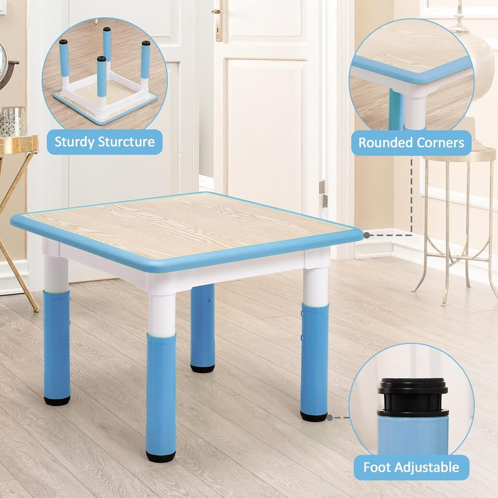 Modern Kids Table and 4 Chair Set,23.26" Height Adjustable Toddler Tables and 4 Chairs with Non-Slip Desk