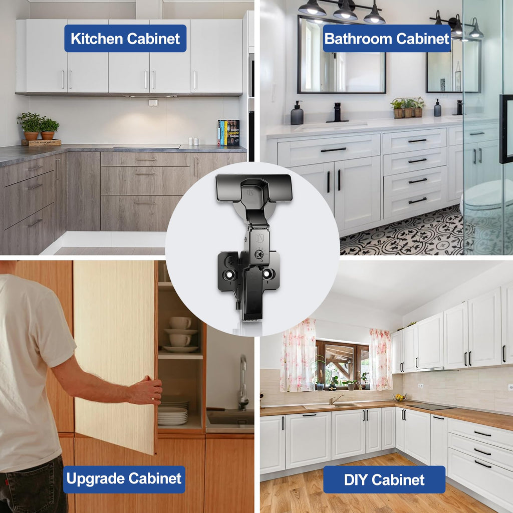 20 Pack Inset Cabinet Hinges for Frameless Soft Close Concealed Hinge Self-Closing 110° 4D Adjustment Speed Control