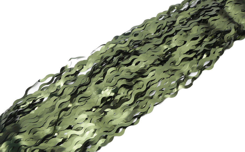 4 Pack Wavy Olive Green Streamers Backdrop Jungle Party Decorations - 3.3x6.6ft Foil Fringe Curtains Photo Booth for