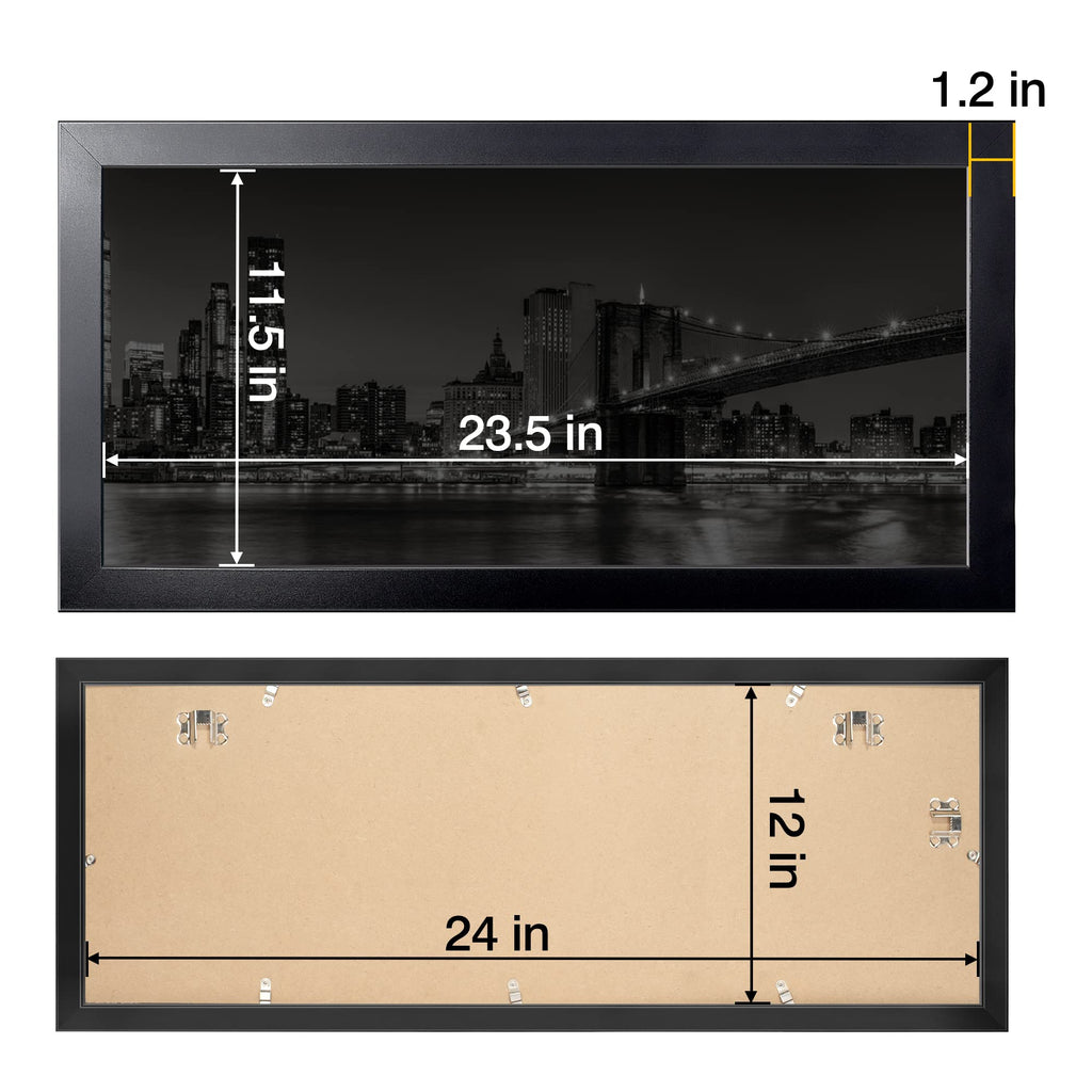 12x24 Picture Frame Black(1 Pack), Panoramic Picture Frame for Wall Decoration, Classic Black Minimalist Style