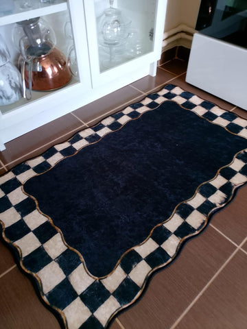 Kitchen Checkerboard 2x3 Rug Non Slip Black Checkered Mat -1
