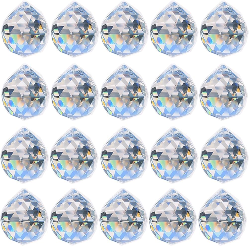 Crystal Prism Ball Sun Catcher - 20 Pack 30mm Hanging Decor for Windows, Wedding, Home, Feng Shui