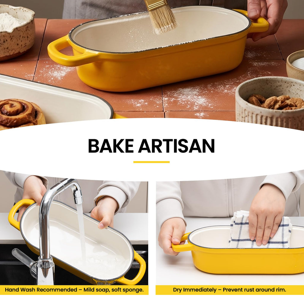 Oval Dutch Oven for Bread Baking,11.3x5 Enameled Cast Iron Bread Pan,Yellow