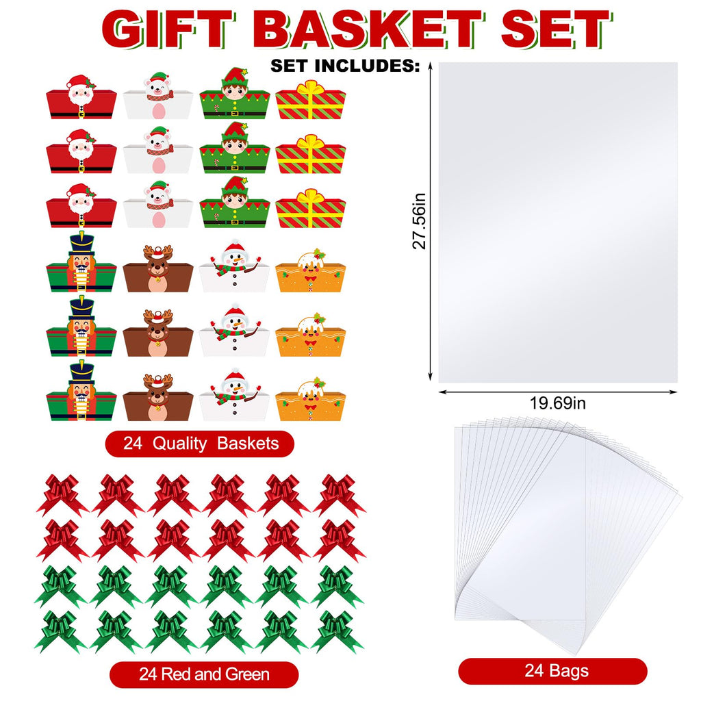 72 Pcs Christmas Gift Baskets Empty to Fill Kit DIY Basket for Gifts Empty Bulk Market Tray Favor with Handles Clear