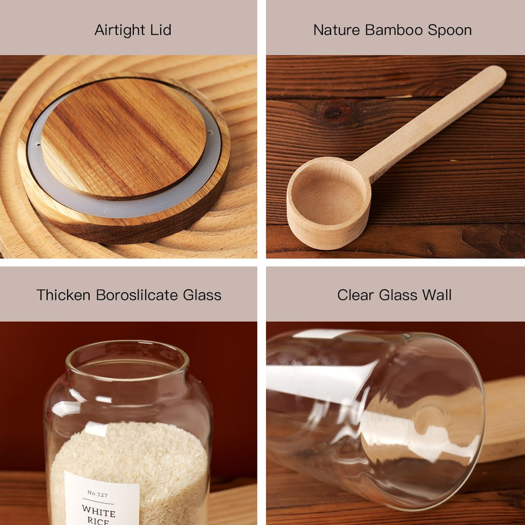 2 PCS Large Glass Jar with Airtight Lid, Glass Food Storage Jars for Tea, Spice, Cereal, Egg, Flour, Coffee and More(98