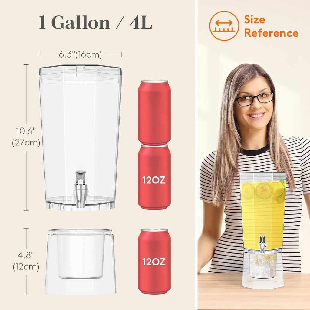 Gallon Drink Dispenser for Party with Leak-Proof Spigot - Set of 2