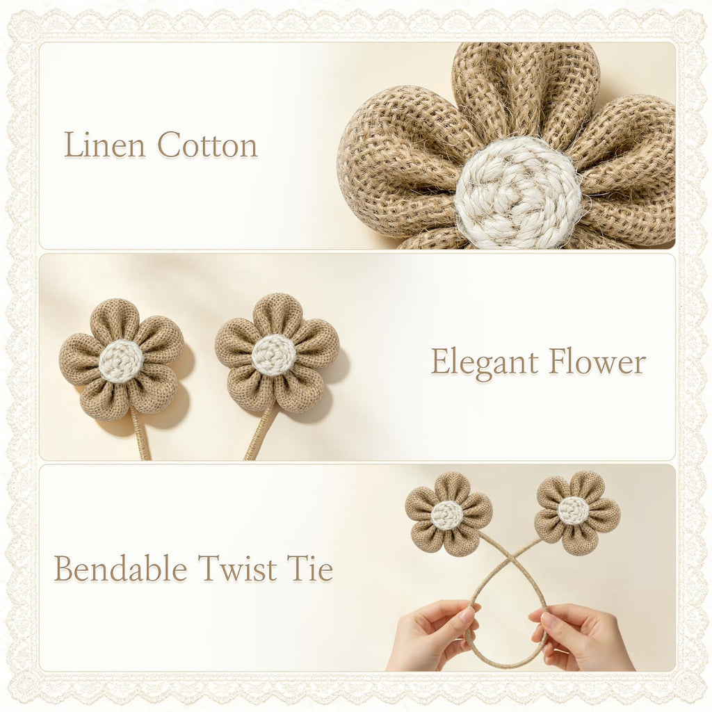 Curtain Tiebacks, Twisted Boho Curtain Holdbacks, Khaki, 4 Pcs