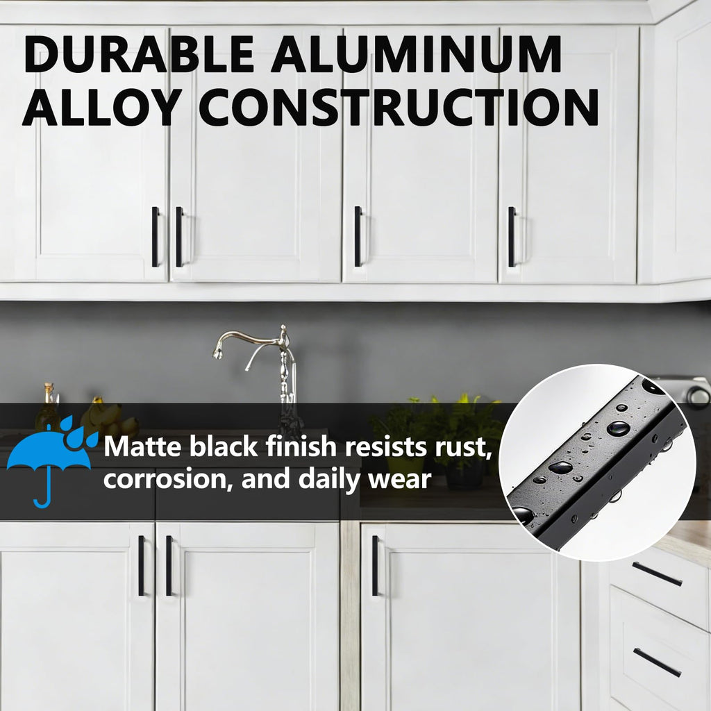 30 Pack Square Cabinet Pulls, Matte Black Kitchen Cabinet Handles, 5.43 Inch Cabinet Pulls with 5 Inch Hole Center