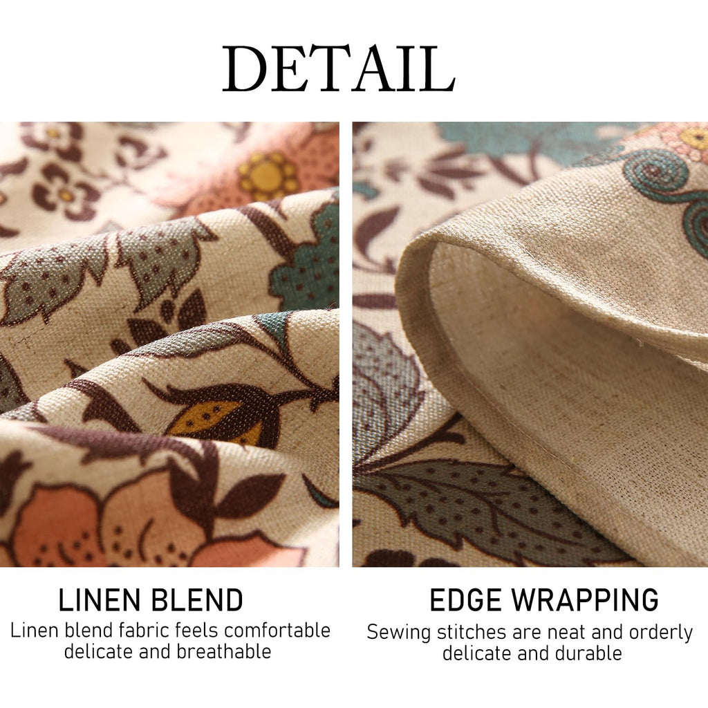 Designer Boho Floral Square Tablecloth, Linen Lotus Flower Pattern Colorful Indoor Table Cloth, Durable Decor