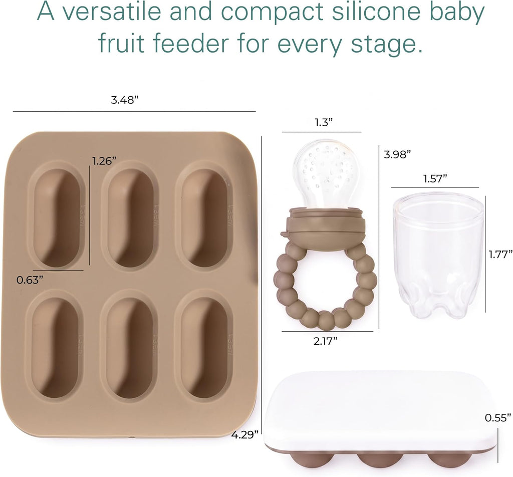 Silicone Baby Fruit Feeders with Freezer Tray for Batch Prep, Set of Safe & Convenient, Includes Extra Pouches &