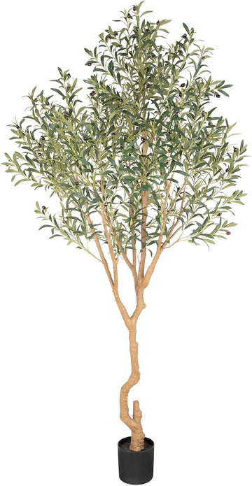 Tall Faux Olive Tree,8ft(96in) Realistic Potted Silk Artificial Olive Tree, Fake Olive Trees Indoor with Green Leaves