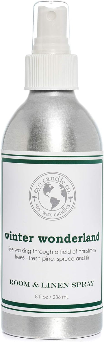 Room & Linen Spray, Winter Wonderland, 8 oz. - Scents Of Pine, Spruce, & Fir - Recycled Aluminum Bottle, No