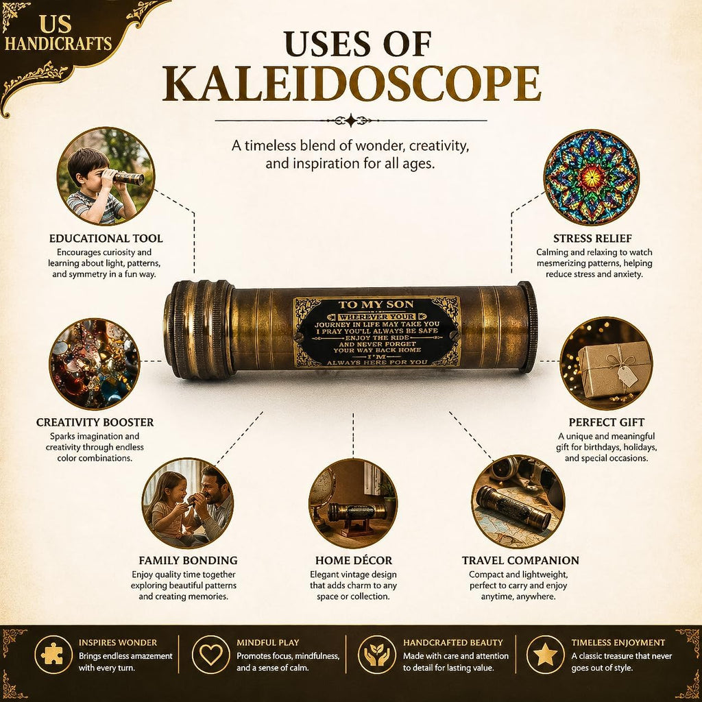 Handcrafted Brass Kaleidoscope - Vintage Nautical Collectible Gift for Adults & Collectors - Sentimental Keepsake