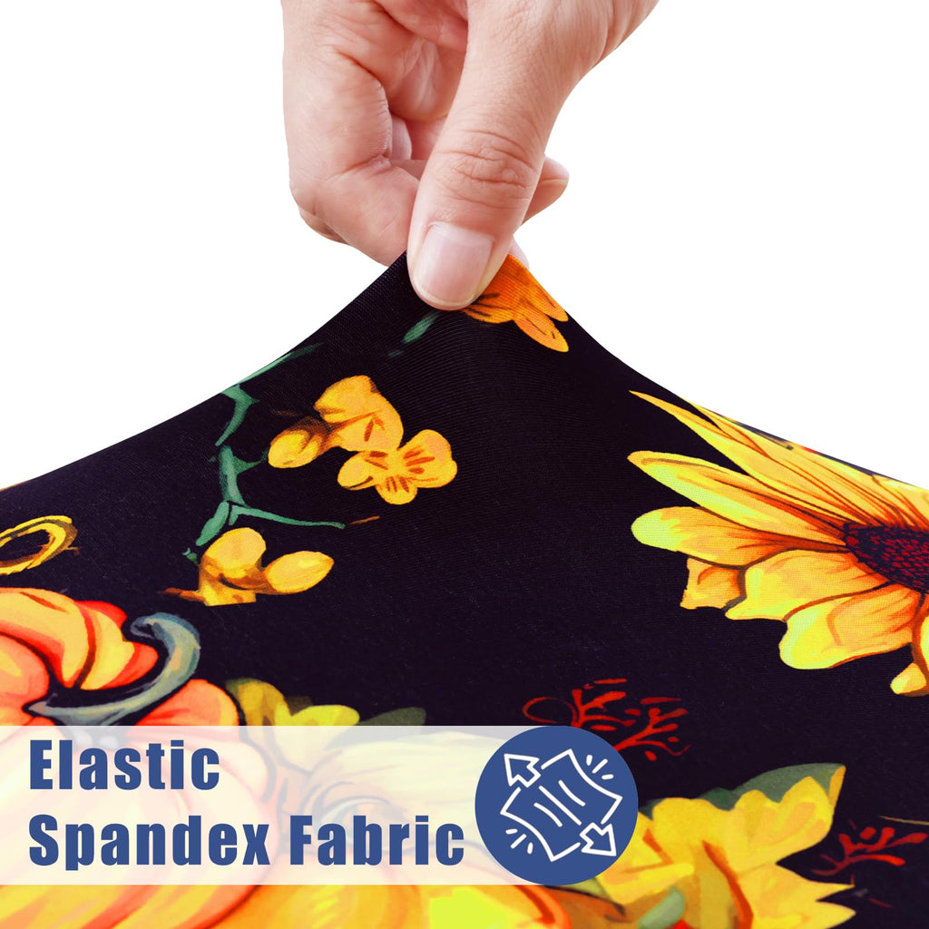 Round Spandex Thanksgiving Fitted Tablecloth for 57"-68" Tables
