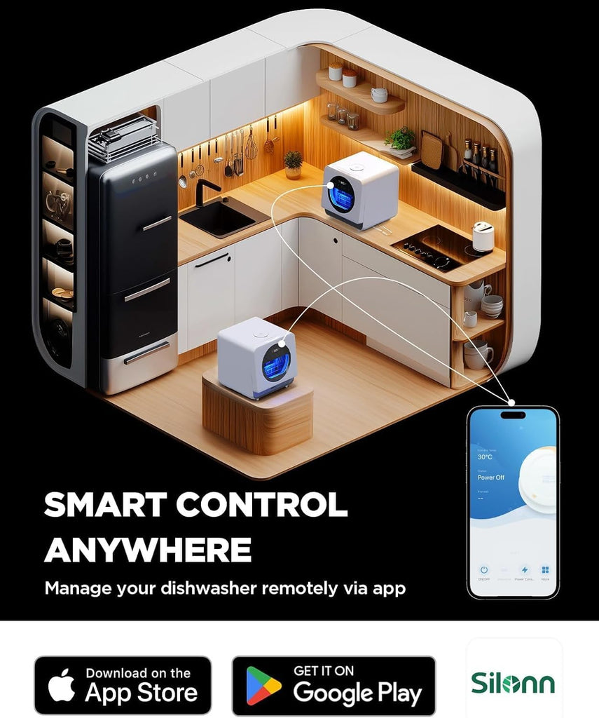 Portable Countertop Dishwasher with App Control