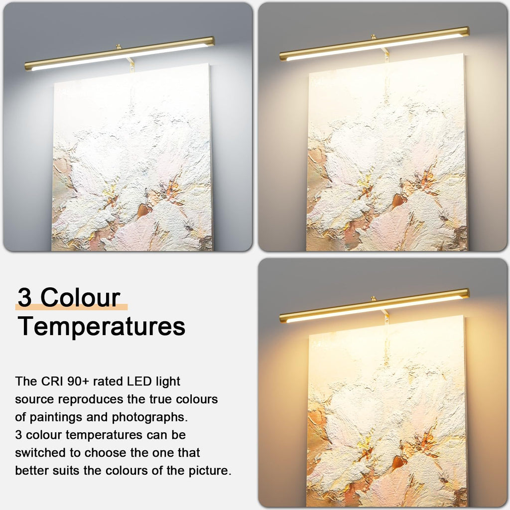 24" Plug in Picture Light 9W Gold Art Light with Remote