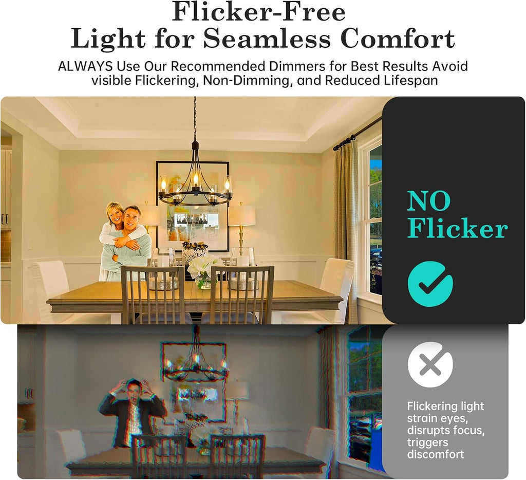 E12 40Watt Frosted LED Candelabra Candle Bulb CA10 2700K Dimmable 6PK