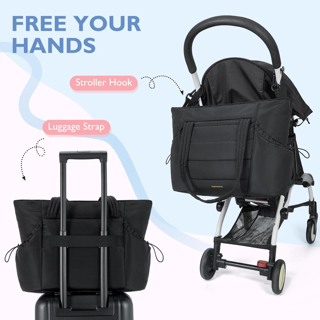 Diaper Bag Tote with Stroller Organizer, Puffy Travel Baby Tote