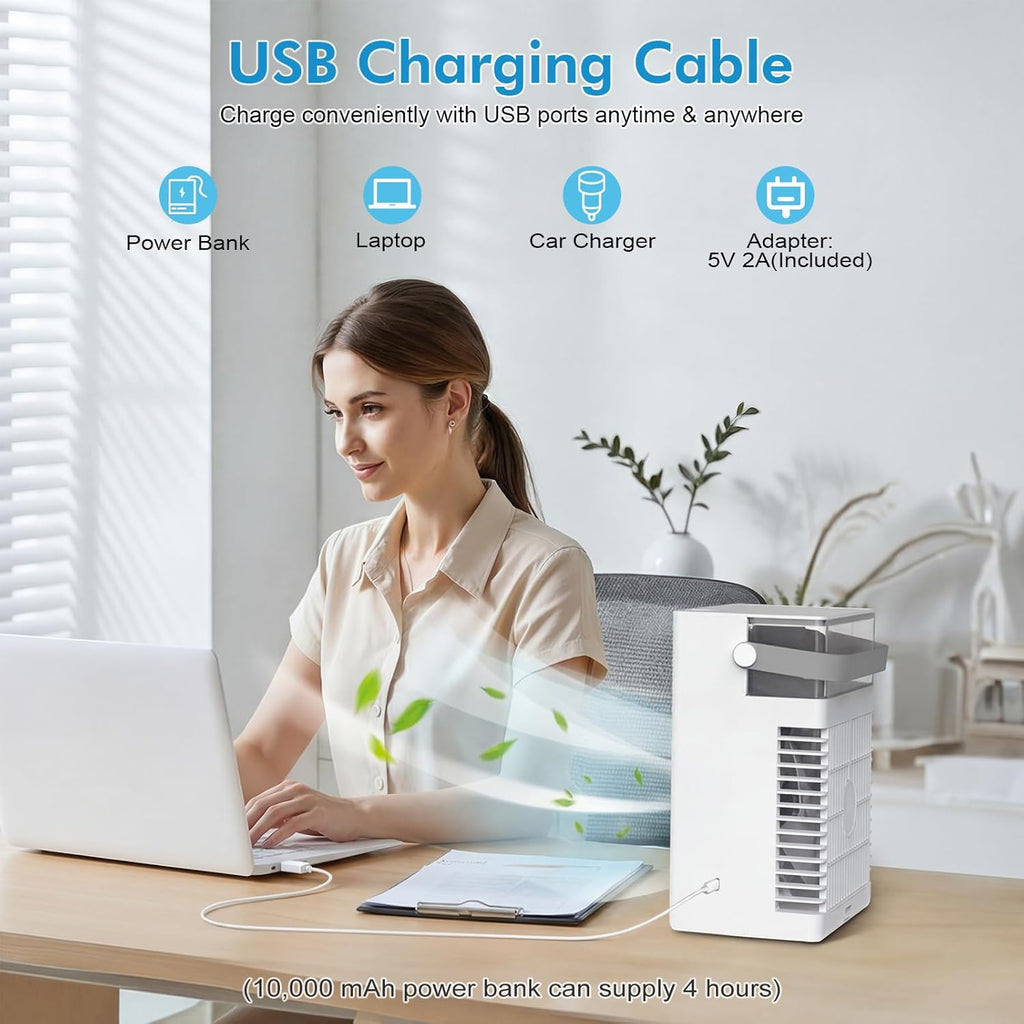 Portable Air Conditioners, 4-Speed Mini Air Conditioner, 3-in-1 Personal Cooling Fan