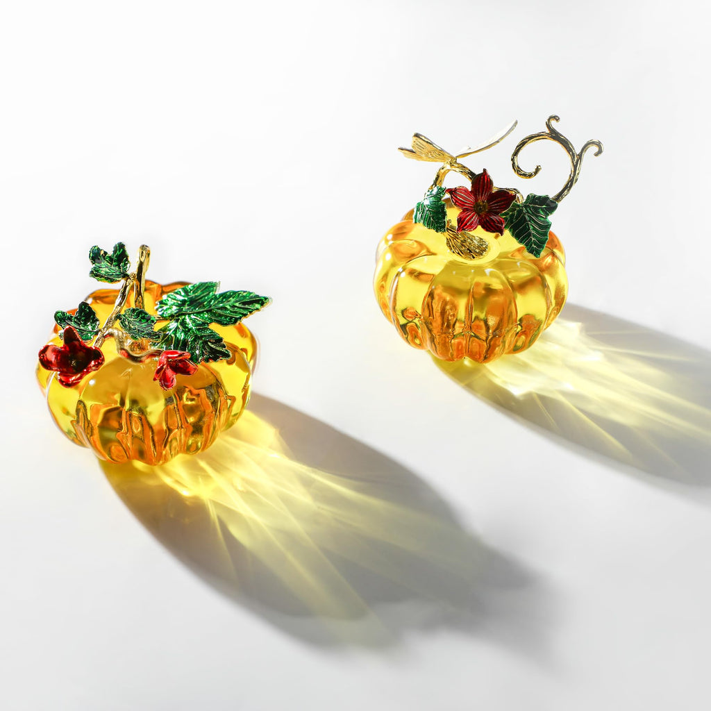 2.5''Glass Pumpkins Figurine for Fall Harvest & Thanksgiving Decorating