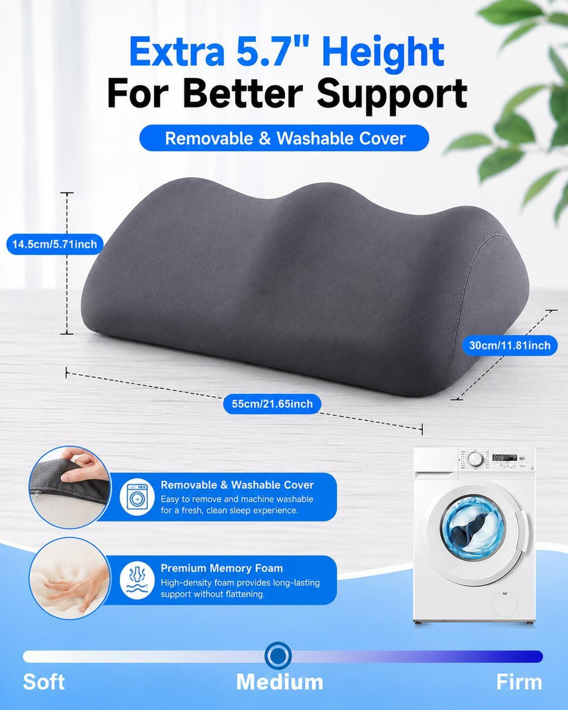 Knee Pillow for Back Sleeping, 5.7" Memory Foam Leg Pillow | Yoga Bolster Pillow, Support Pillow Between Legs for