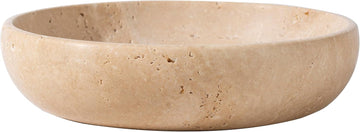 Natural Travertine Decorative Bowl 7.8", Handmade Stone Catchall Bowl for Entryway Key, Coffee Table Centerpiece