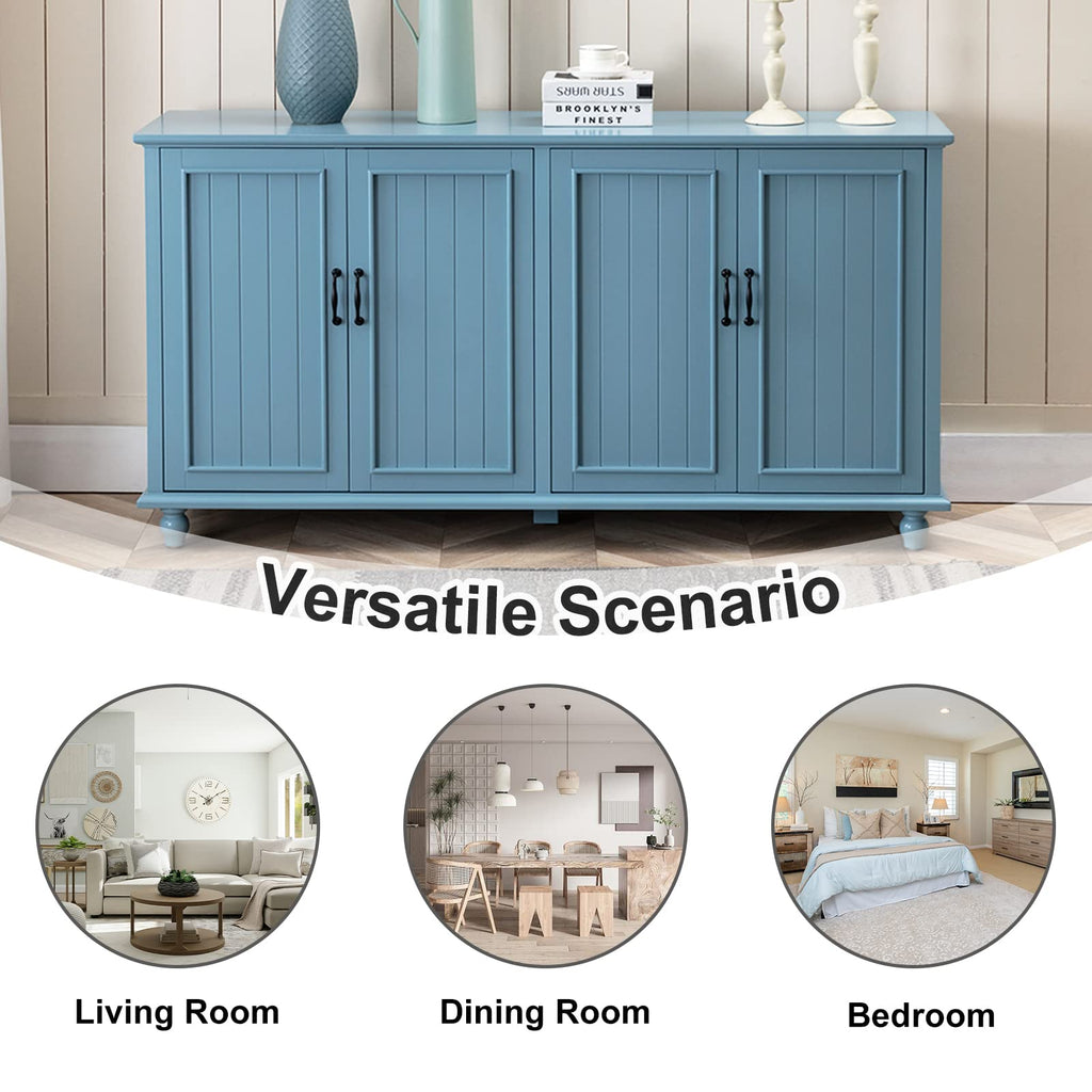 62'' Large Buffet Cabinet with Storage, Blue