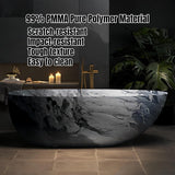 52" Edeyeu Freestanding Bathtub - Solid Surface Bathtub Soaker Tub with Marble Design, Extra Deep Freestanding Tub