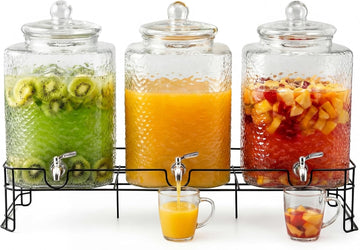 Gallon with Stand for Party, Leak Proof Large Beverage Dispensers Jugs with Stainless Steel Spigots - Set of 3