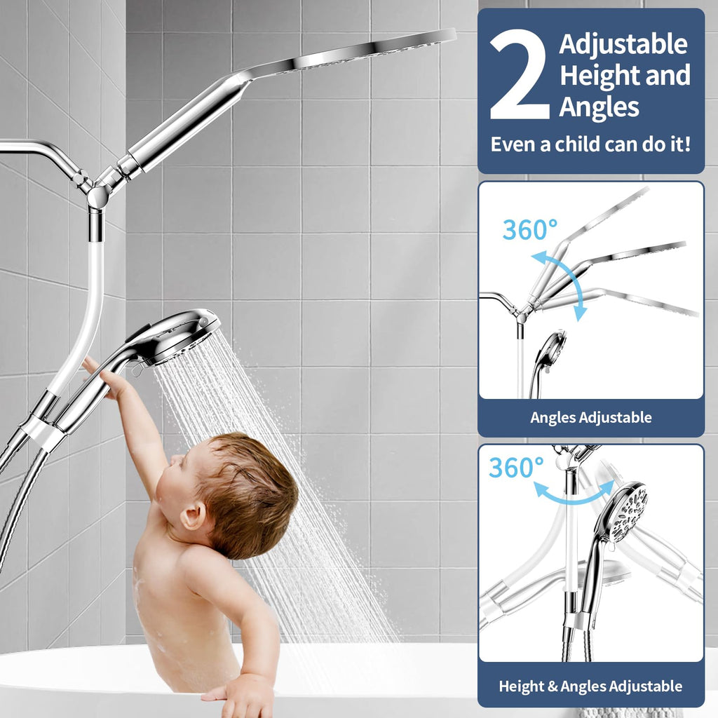 High Pressure Dual Shower Head with Handheld Spray Combo