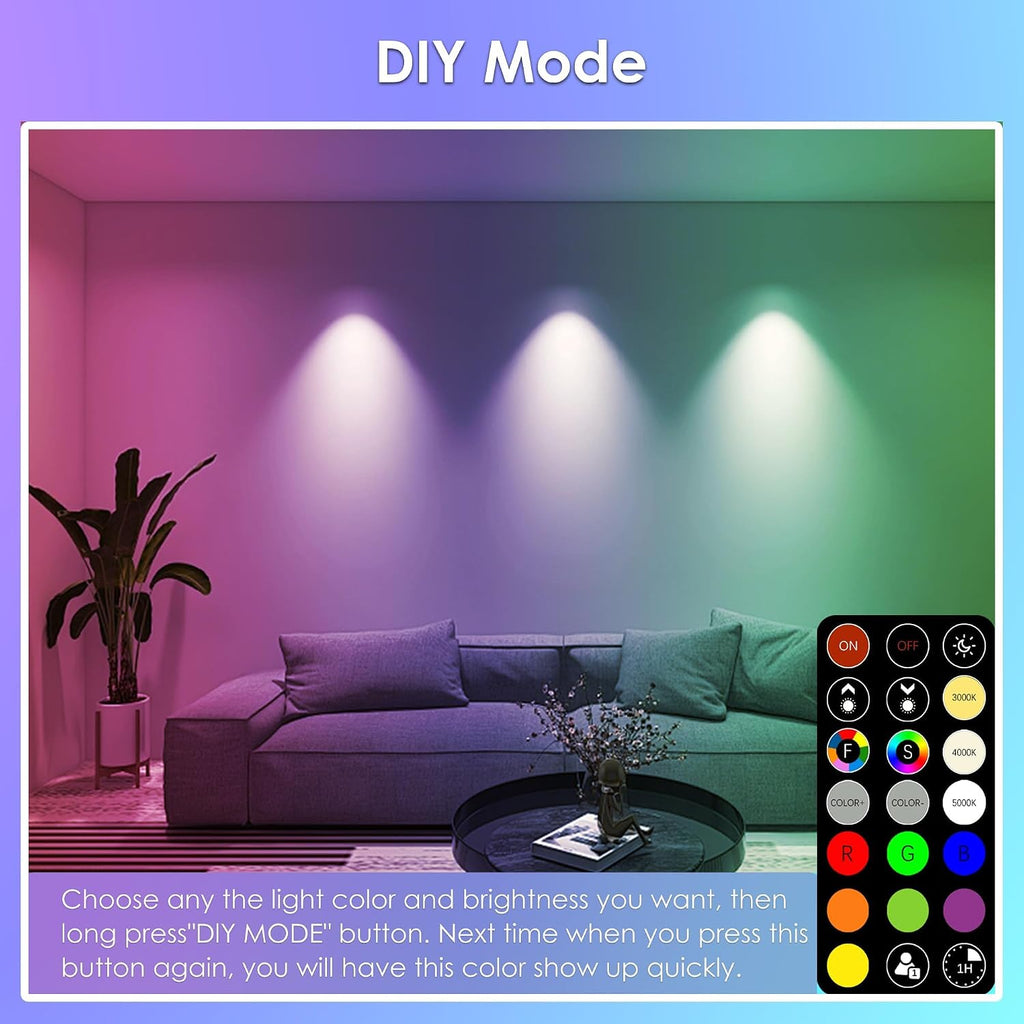 PAR38 LED Color Changing Flood Light Bulb with Remote Control, RGB Dimmable Colored Light Bulbs 14W=100W, 30 Colors