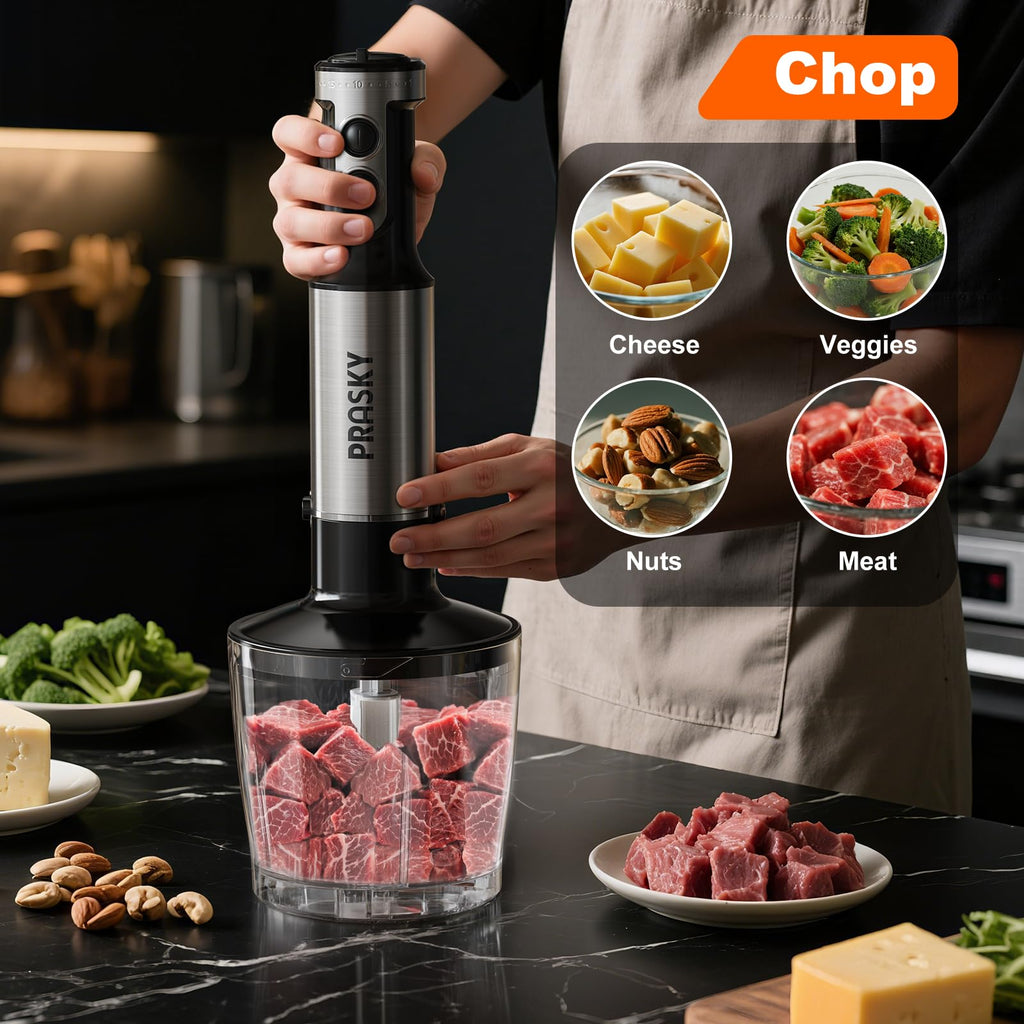 Immersion Blender Handheld 1200W, 20 speed, 5-in-1 Handheld Mixer
