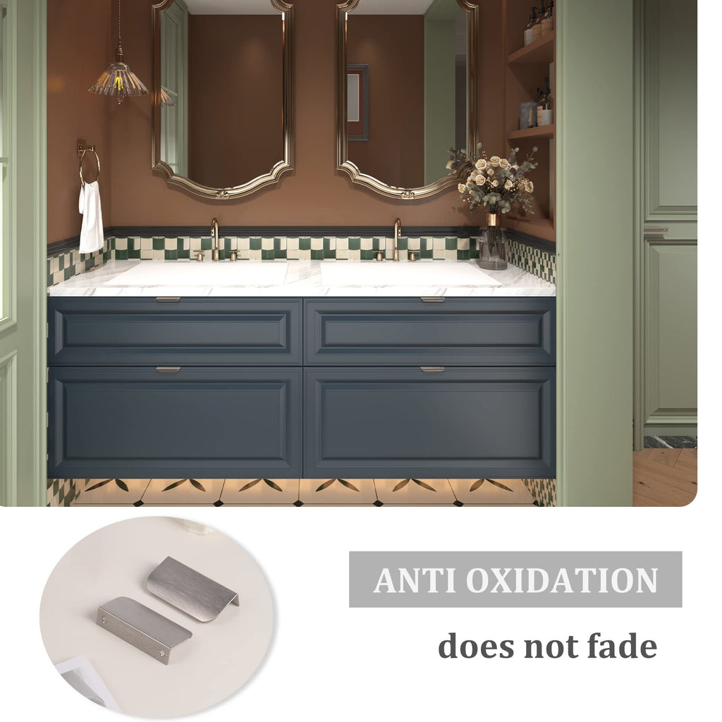 Edge Finger Tab Pulls for cabinets Kitchen Invisible Hardware Concealed Drawer Pull Aluminum Flat Hidden Door Handles